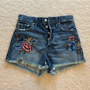 Abercrombie & Fitch Blue Denim Skirt with flowers